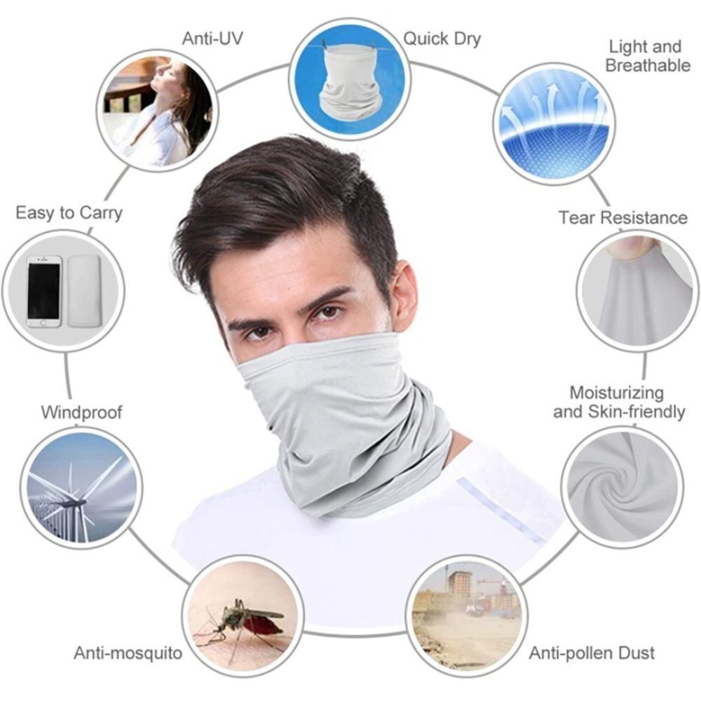 Summer Cooling Grey Gaiter Multifunctional Seamless Face & Neck Cover Unisex